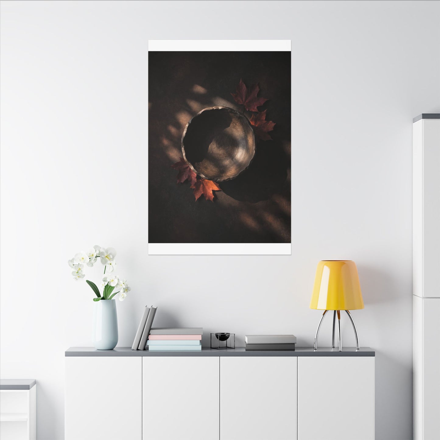 Ceramic Bowl Canvas Art | Autumn Dark Japandi Dark Texture Art