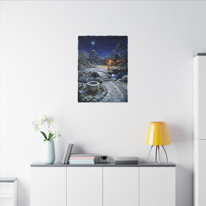 Moonlit Garden Winter Canvas Art | Kintsugi Artful Design