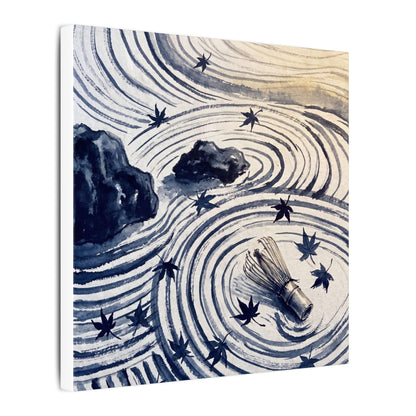Zen Rock Garden in Golden Hour | Sumi E Canvas Art