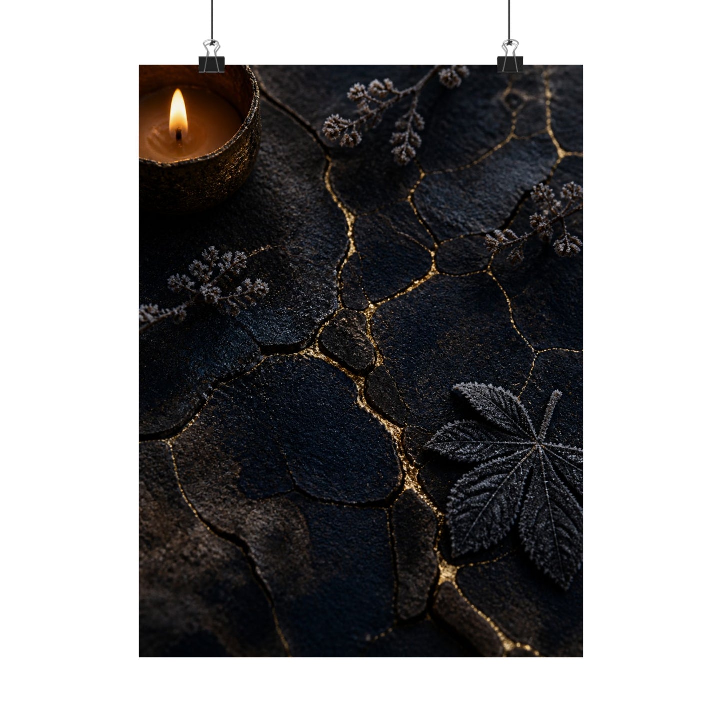 Luxurious Cracked Earth Wall Art Print - Moody Minimal Dark Japandi