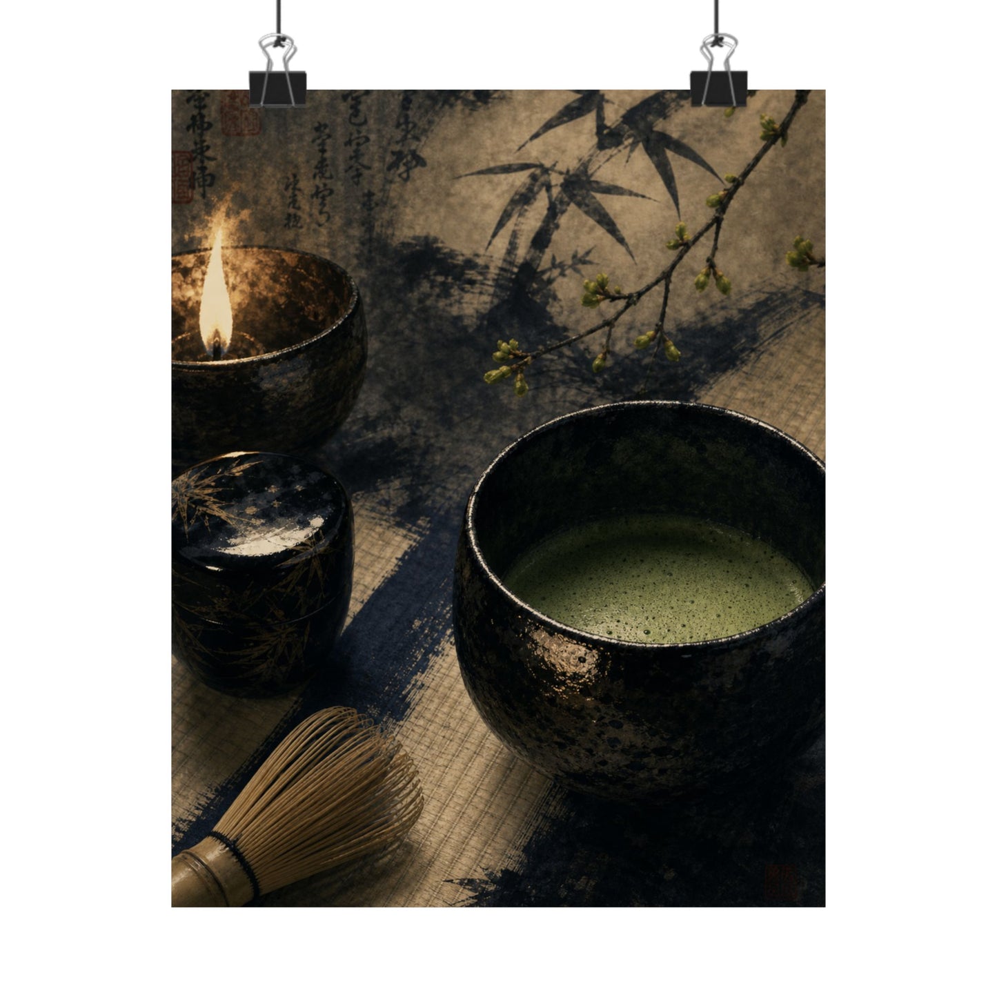 Tea Ceremony Sumi E Wall Art Print | Contemplative Zen Art