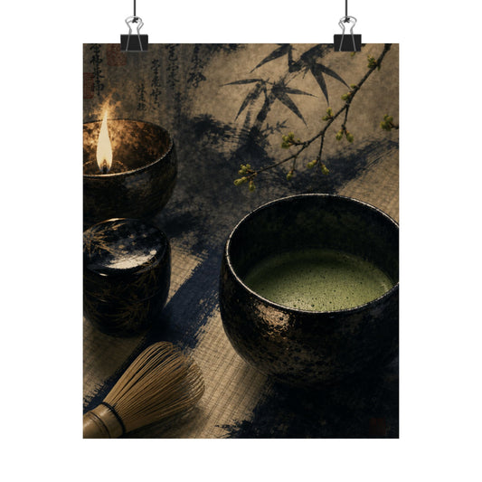 Tea Ceremony Sumi E Wall Art Print | Contemplative Zen Art