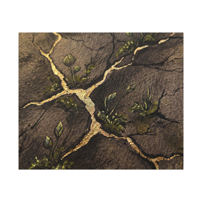 Spring Cracked Earth Charcoal Ink Canvas Art | Luxurious Decor