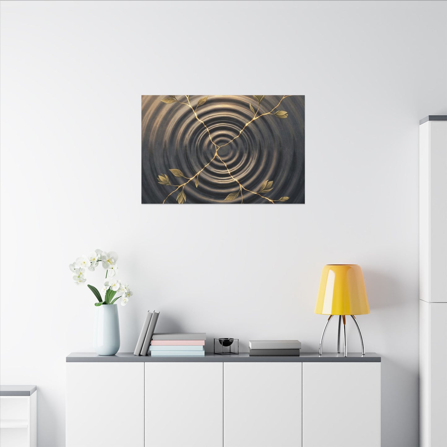 Kanso Water Ripple Canvas Art - Kintsugi Gold Vein