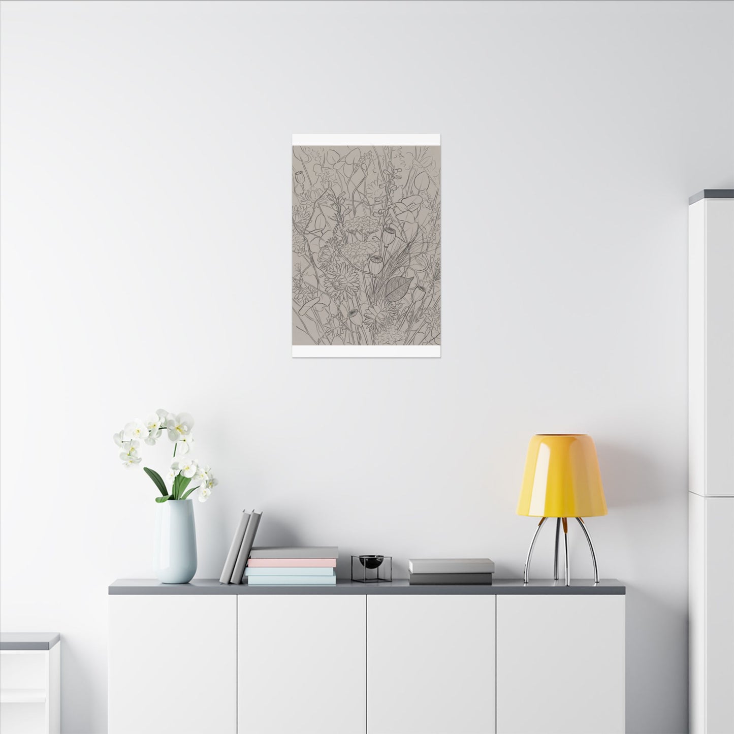 Summer Dried Flowers Minimal Line Canvas Art | Elegant Decor