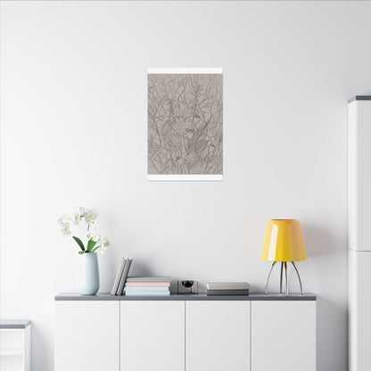 Summer Dried Flowers Minimal Line Canvas Art | Elegant Decor