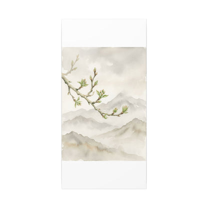 Spring Mountain Mist Watercolor Canvas Art | Cozy Decor