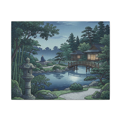 Summer Moonlit Garden Ukiyo E Inspired Canvas Art | Serene Decor