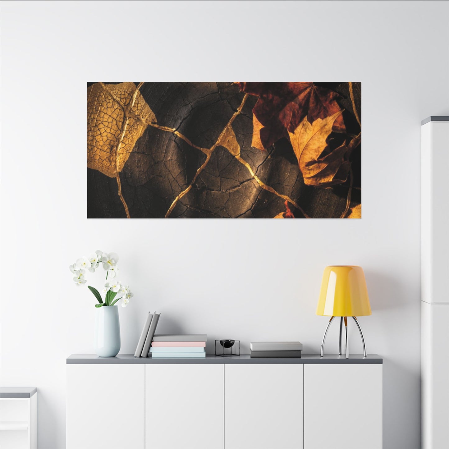 Resilient Shadow Play Canvas Art - Crackle Gold Kintsugi