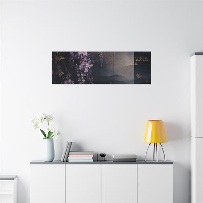 Dawn Wisteria Canvas Art - Dark Japandi Fukinsei