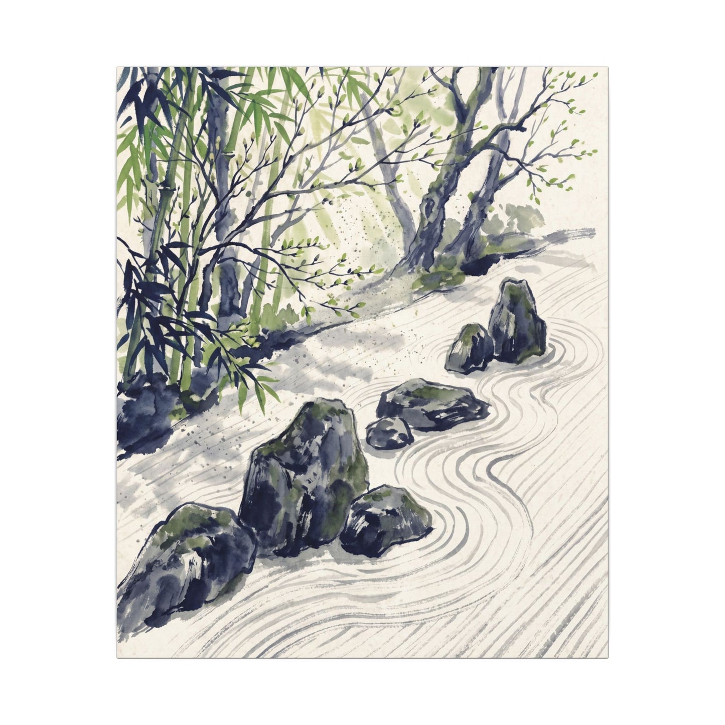 Dappled Rock Garden Canvas Art - Zen Mono No Aware