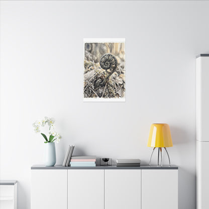 Japandi Fern Unfurling in Golden Hour | Watercolor Canvas Art
