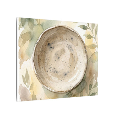 Ceramic Bowl Watercolor Canvas Art | Warm Japandi Art