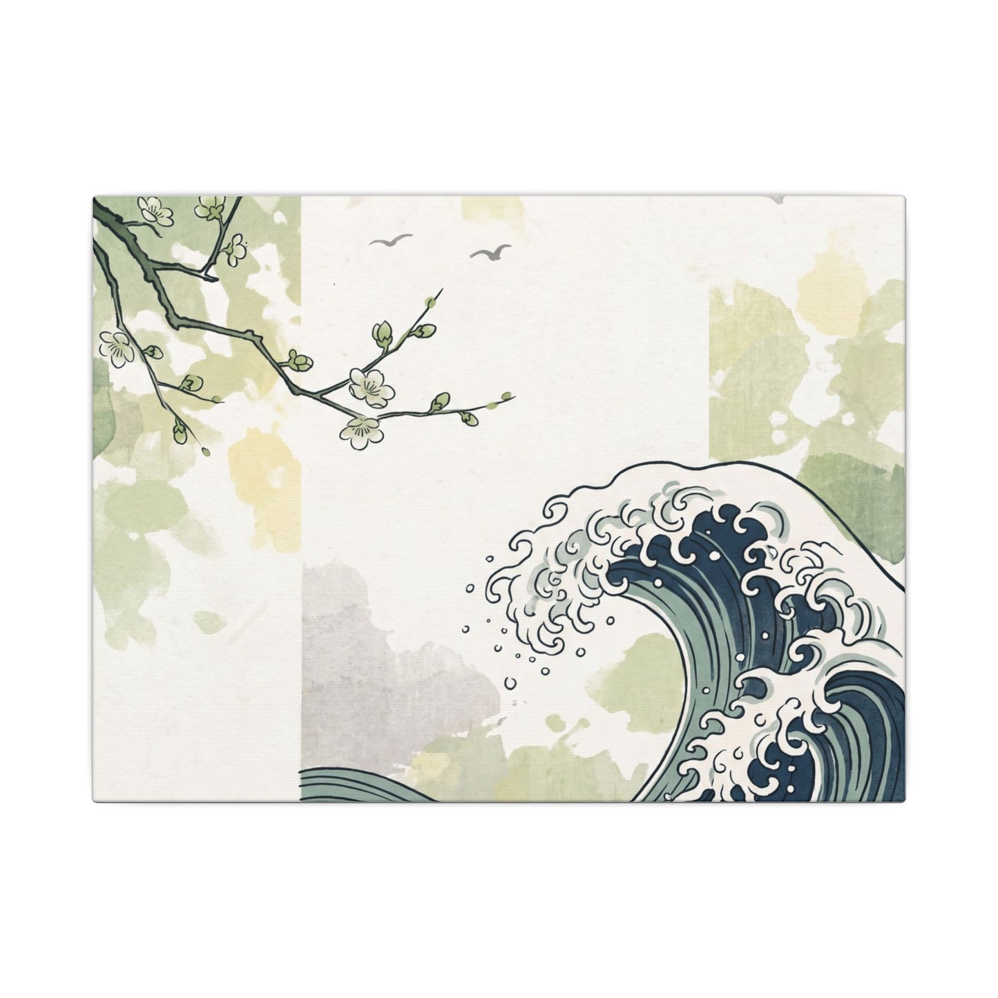 Spring Ocean Wave Ukiyo E Inspired Canvas Art | Serene Decor