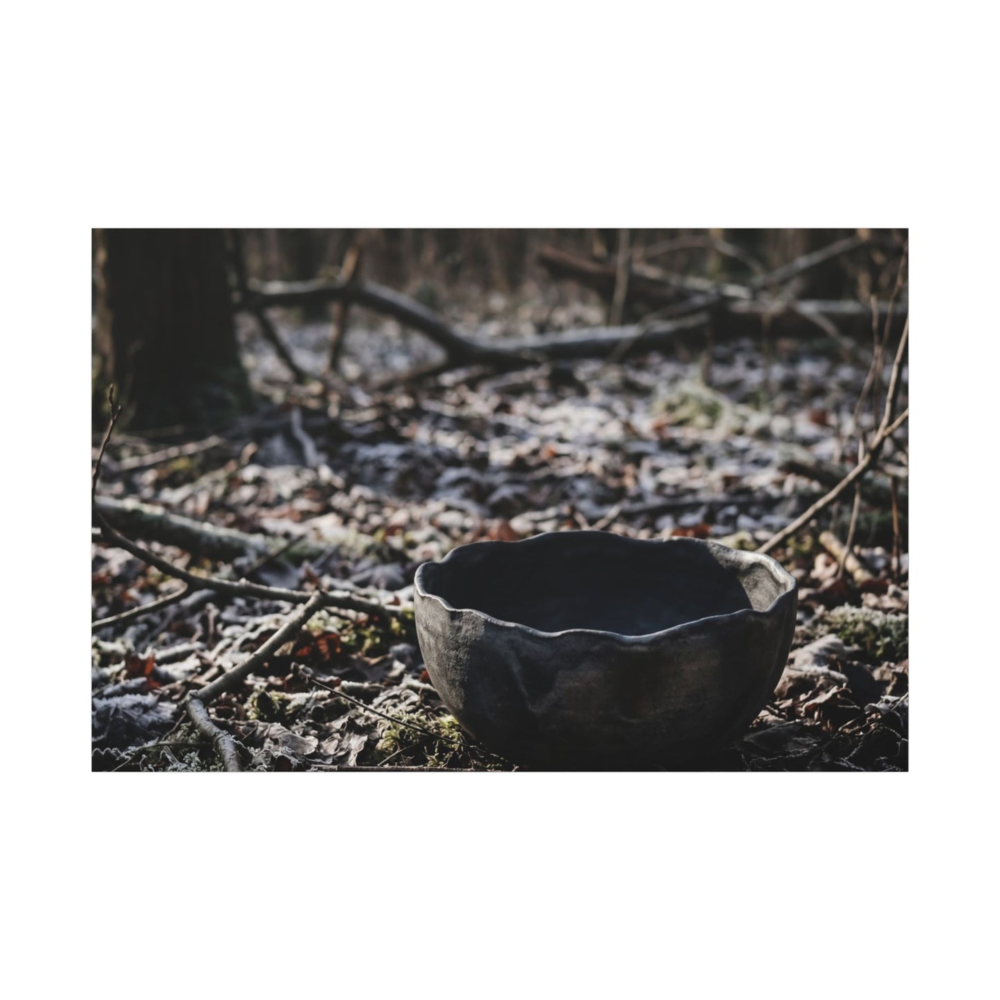 Dappled Ceramic Bowl Canvas Art - Dark Japandi Kanso