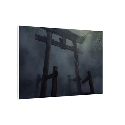 Dark Japandi Torii Gate in Dappled | Moody Minimal Canvas Art