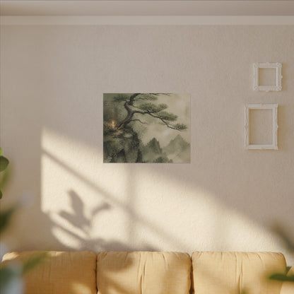 Candlelight Pine Tree Canvas Art - Japandi Kanso