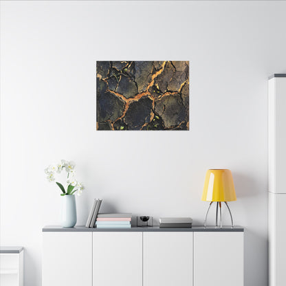 Cracked Earth Spring Canvas Art | Dark Japandi Atmospheric Design