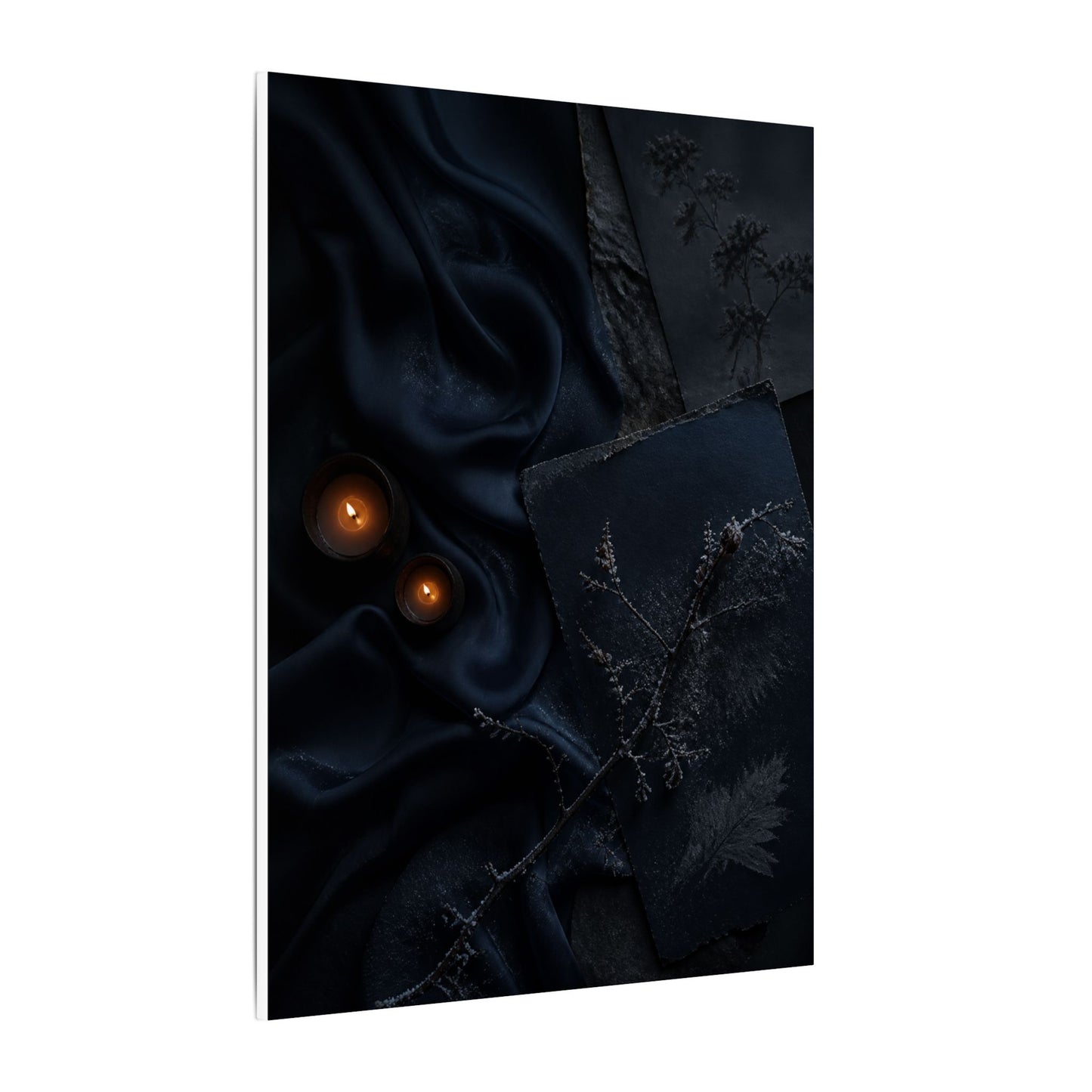 Candlelight Silk Drape Canvas Art - Dark Japandi Kanso