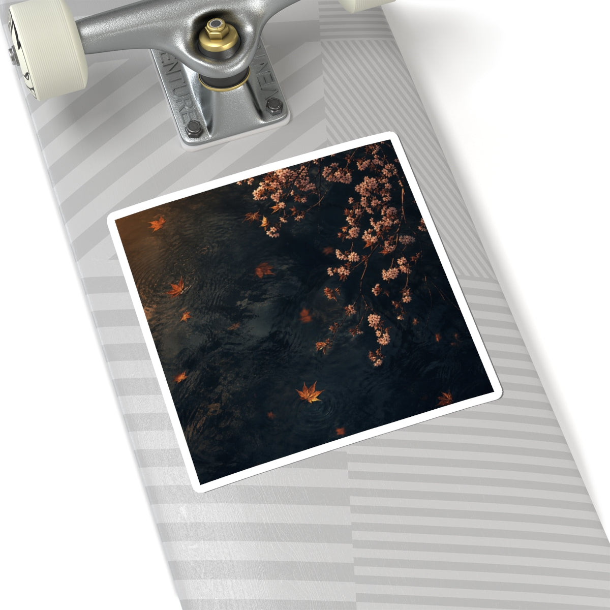 Golden Hour Cherry Blossom Sticker - Dark Japandi Kanso