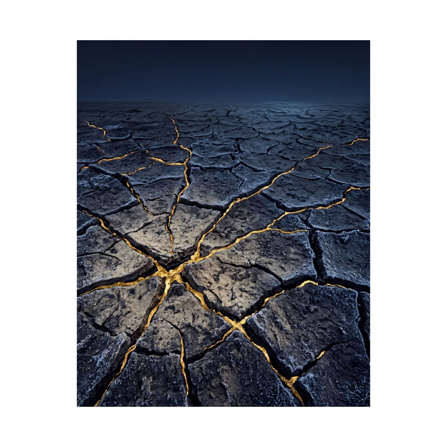Ma Cracked Earth Wall Art Print - Kintsugi Broken Beauty