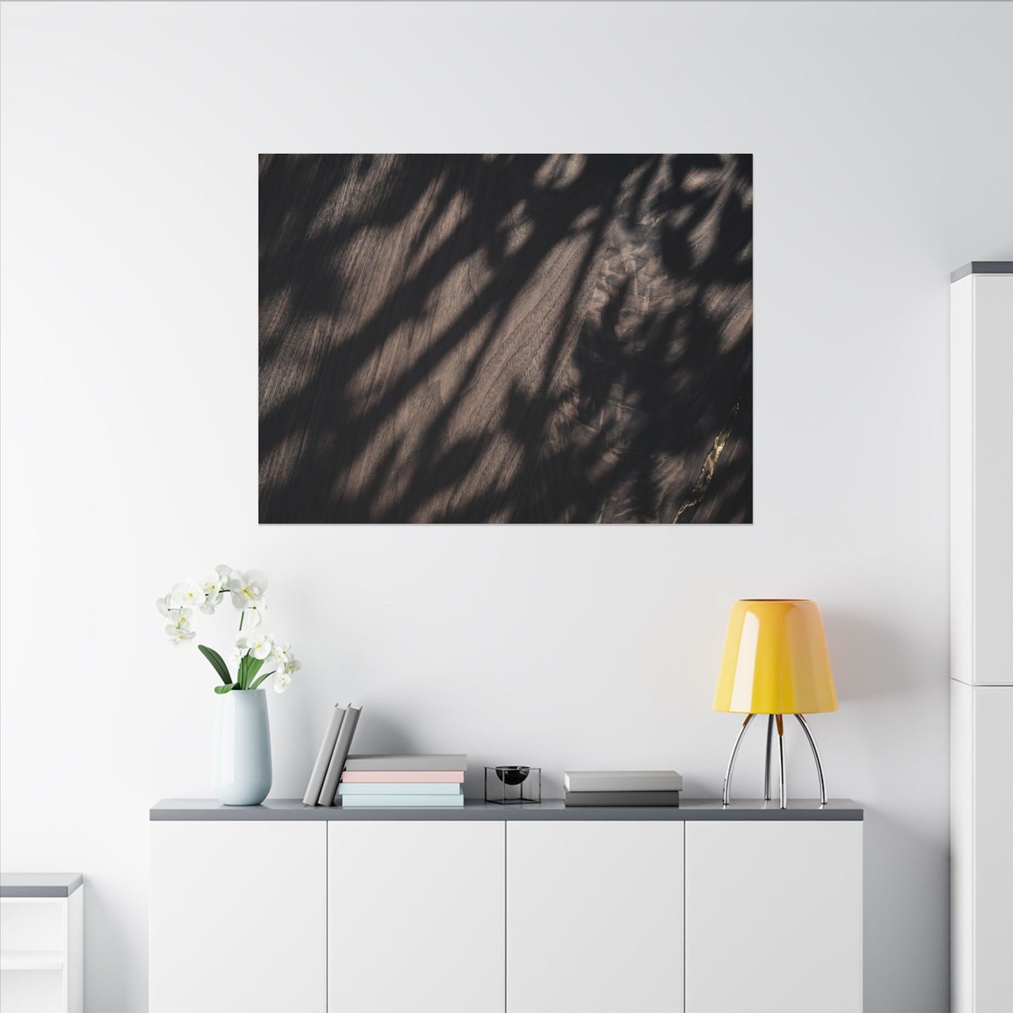 Shadow Play Summer Canvas Art | Dark Japandi Moody Design