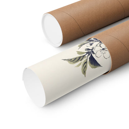 Zen Cherry Blossom in Golden Hour | Sumi E Wall Art Print