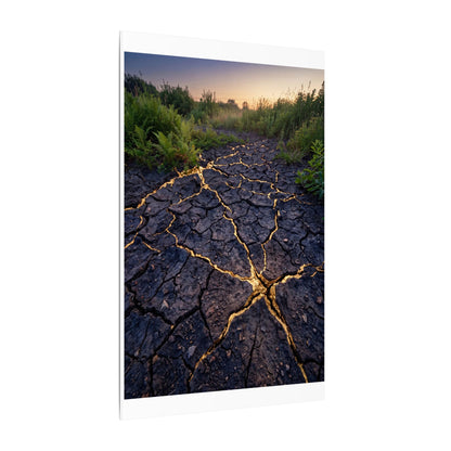 Cracked Earth Canvas Art | Summer Kintsugi Crackle Gold Art