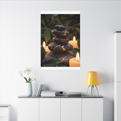 Summer River Stones Gold Vein Canvas Art | Philosophical Decor