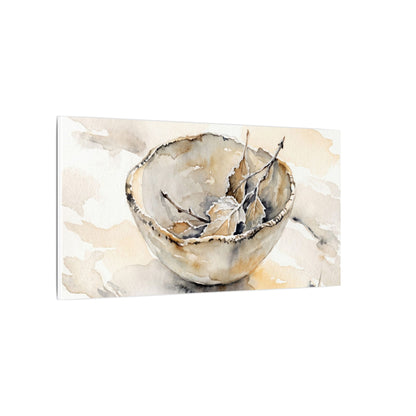 Ceramic Bowl Canvas Art | Winter Japandi Watercolor Art