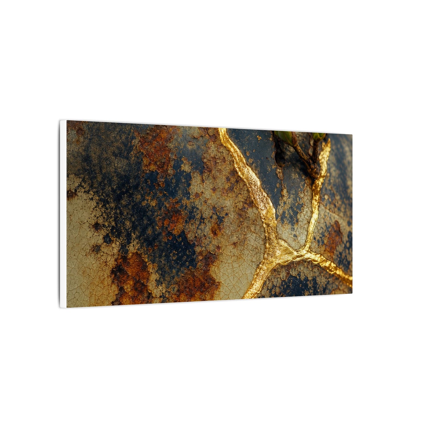 Datsuzoku Rust Patina Canvas Art - Kintsugi Crackle Gold