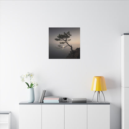 Dawn Pine Tree Canvas Art - Dark Japandi Datsuzoku