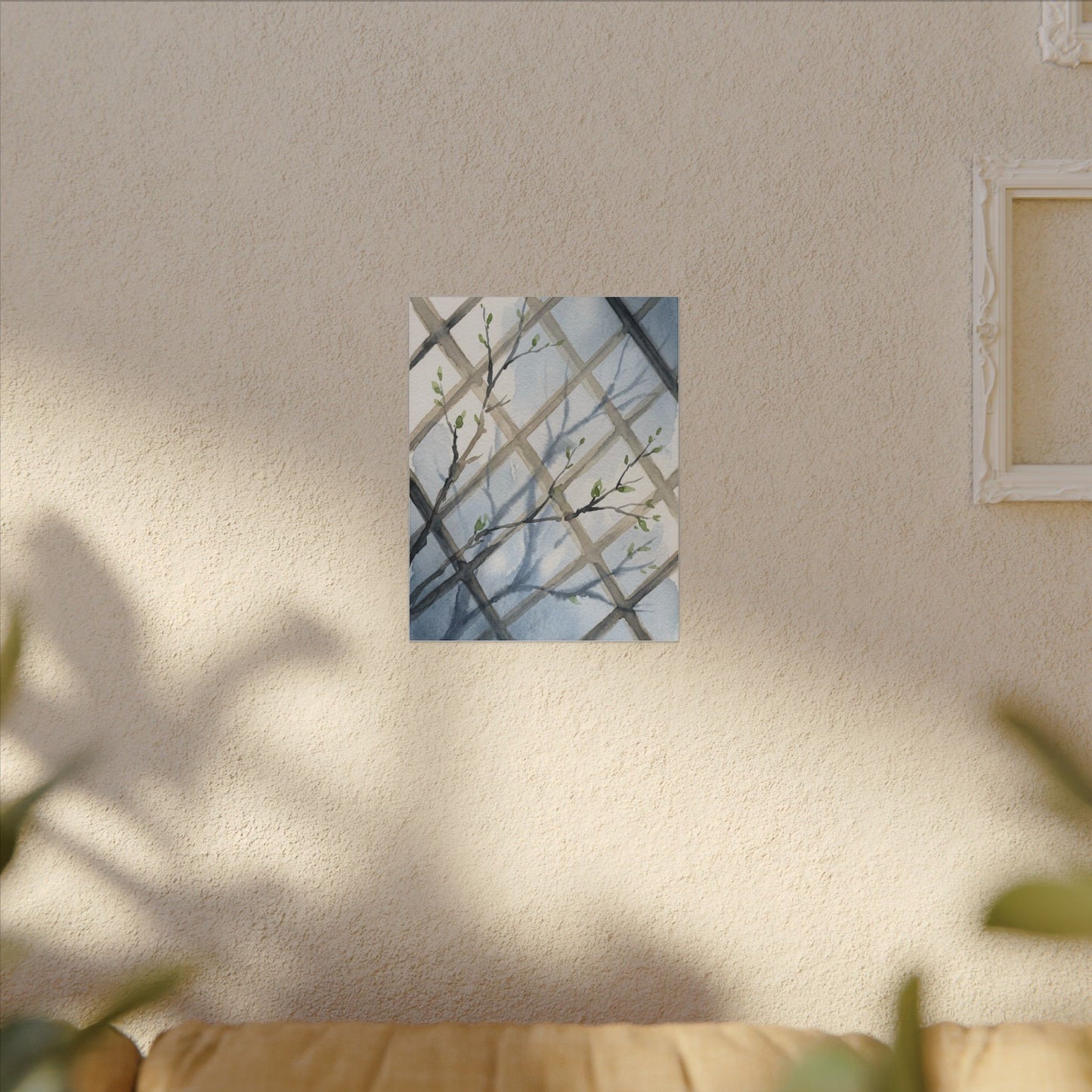Shoji Screen Canvas Art | Spring Japandi Watercolor Art