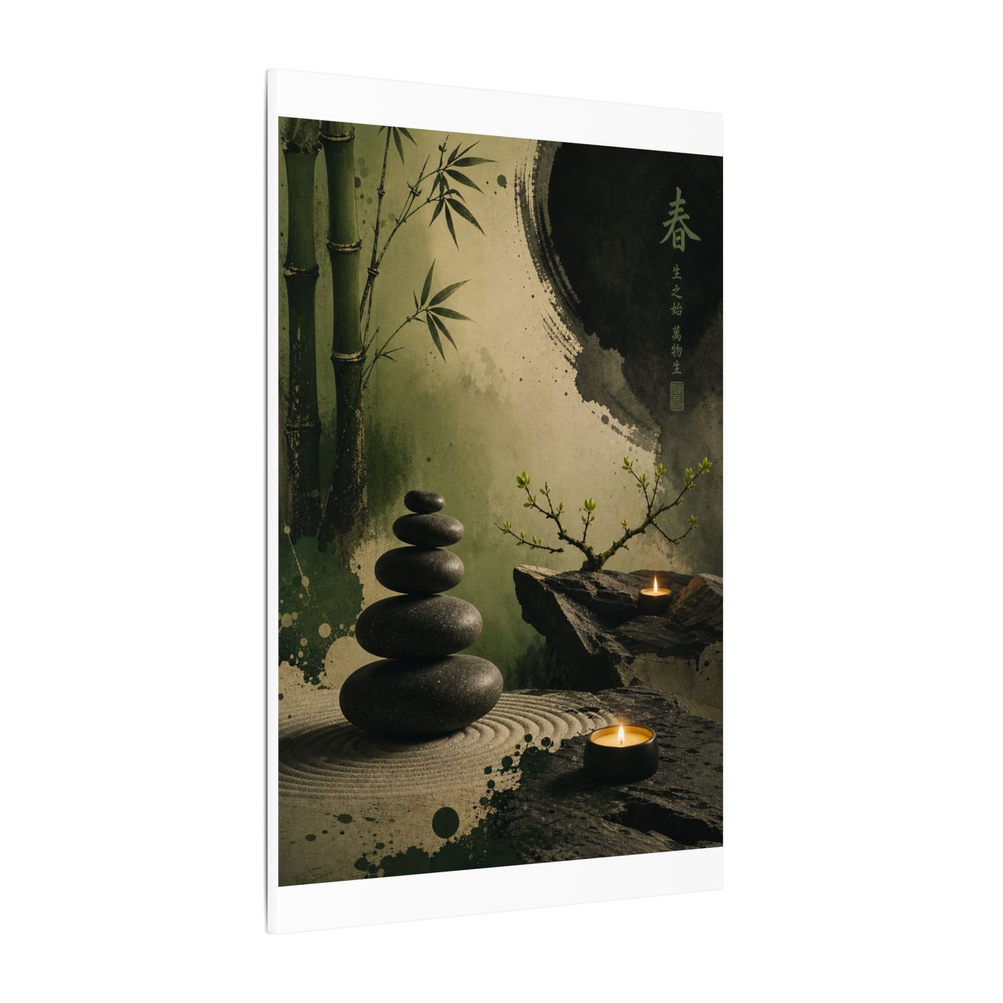 River Stones Spring Canvas Art | Zen Contemplative Design