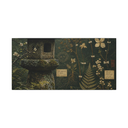 Spring Stone Lantern Herbarium Canvas Art | Nostalgic Decor