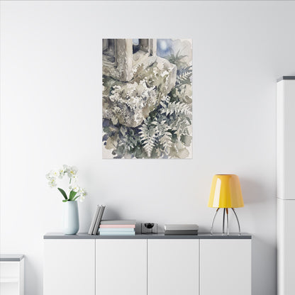 Stone Lantern Watercolor Canvas Art | Elegant Japandi Art
