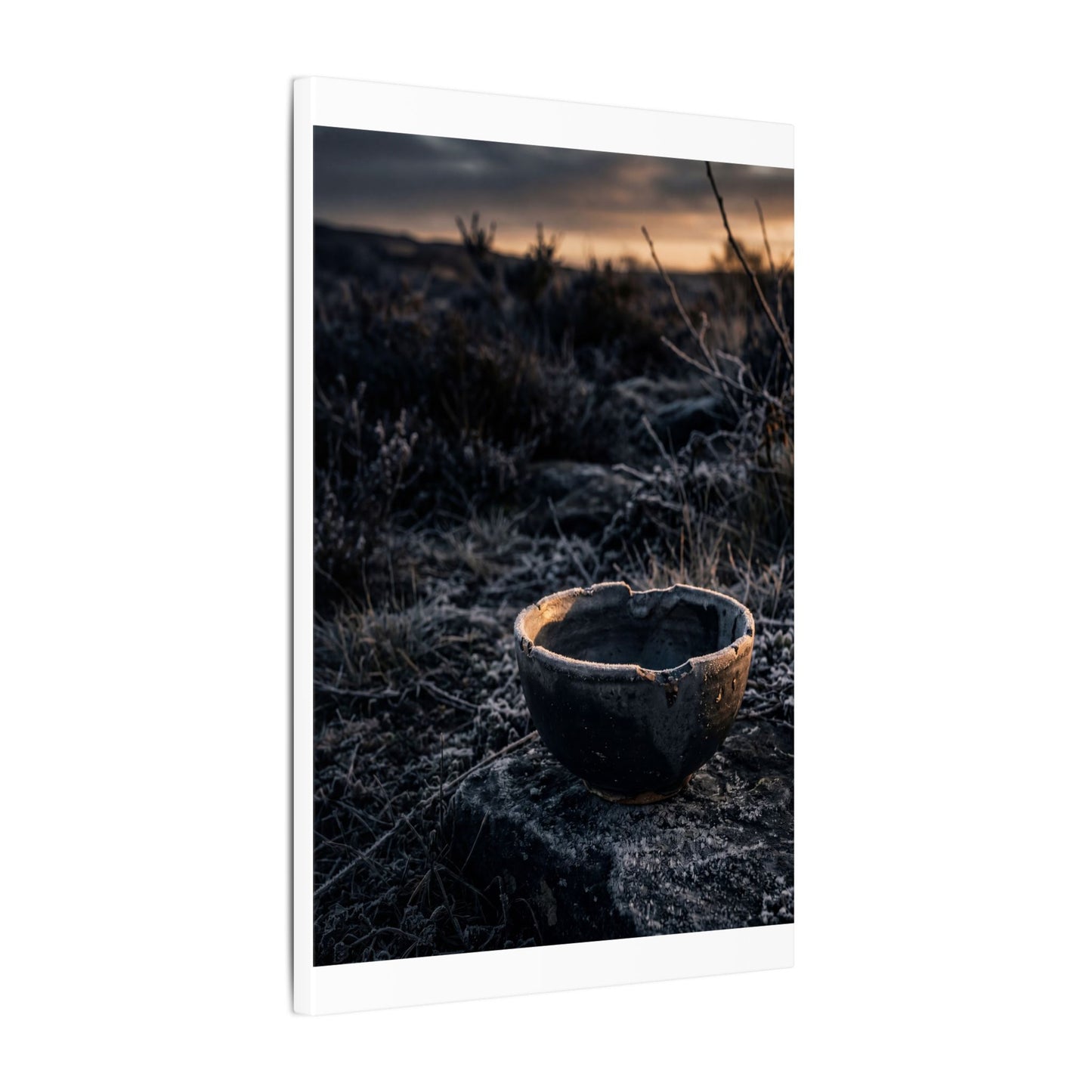 Kanso Ceramic Bowl Canvas Art - Dark Japandi Dark Texture