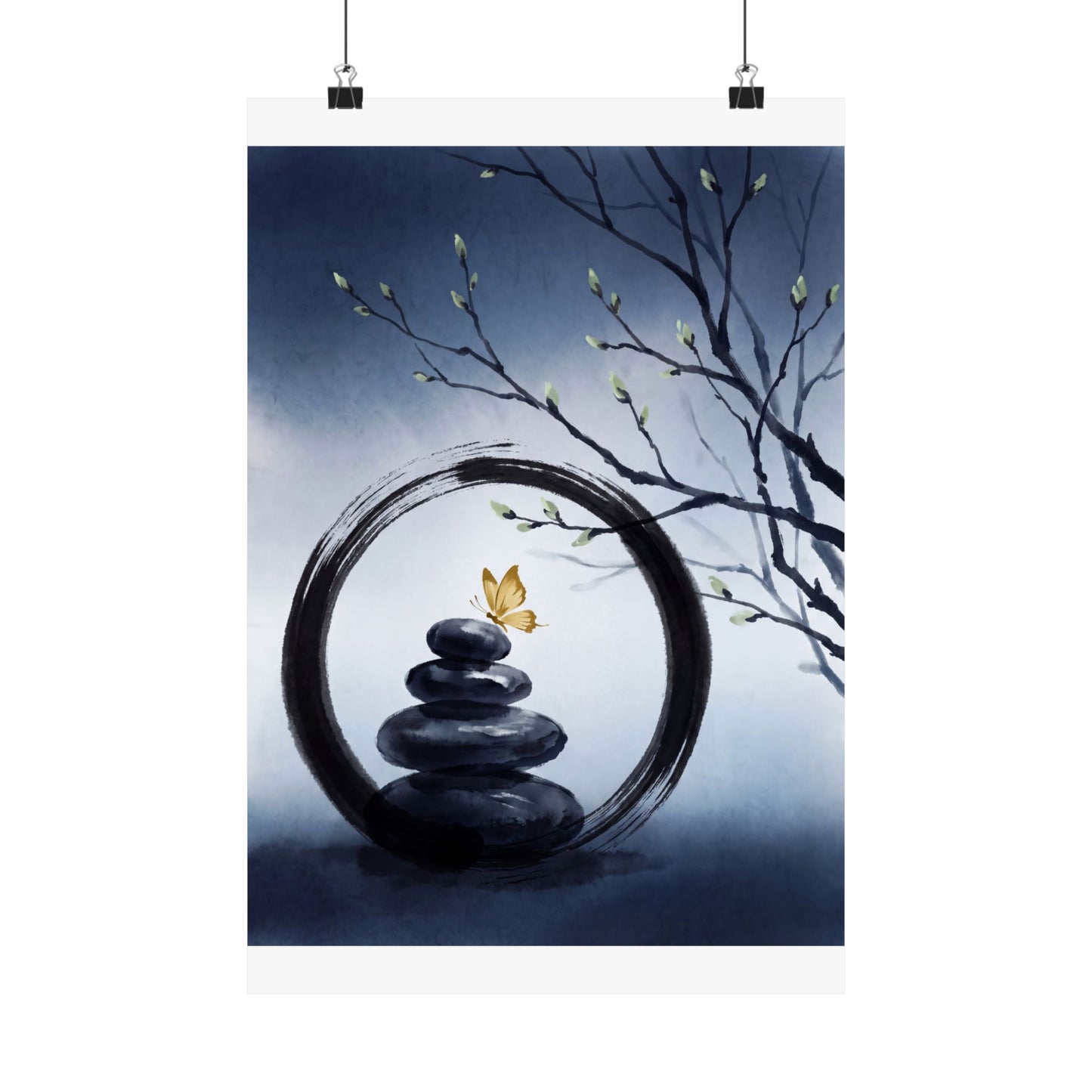 Zen River Stones in Dawn | Enso Wall Art Print Art Print