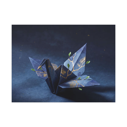 Kintsugi Paper Fold in Moonlight | Crackle Gold Canvas Art Art Print