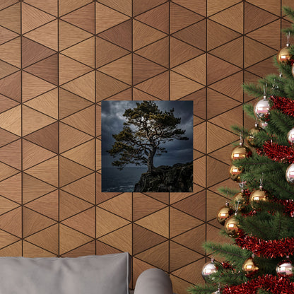 Pine Tree Moody Minimal Wall Art Print | Sophisticated Dark Japandi Art