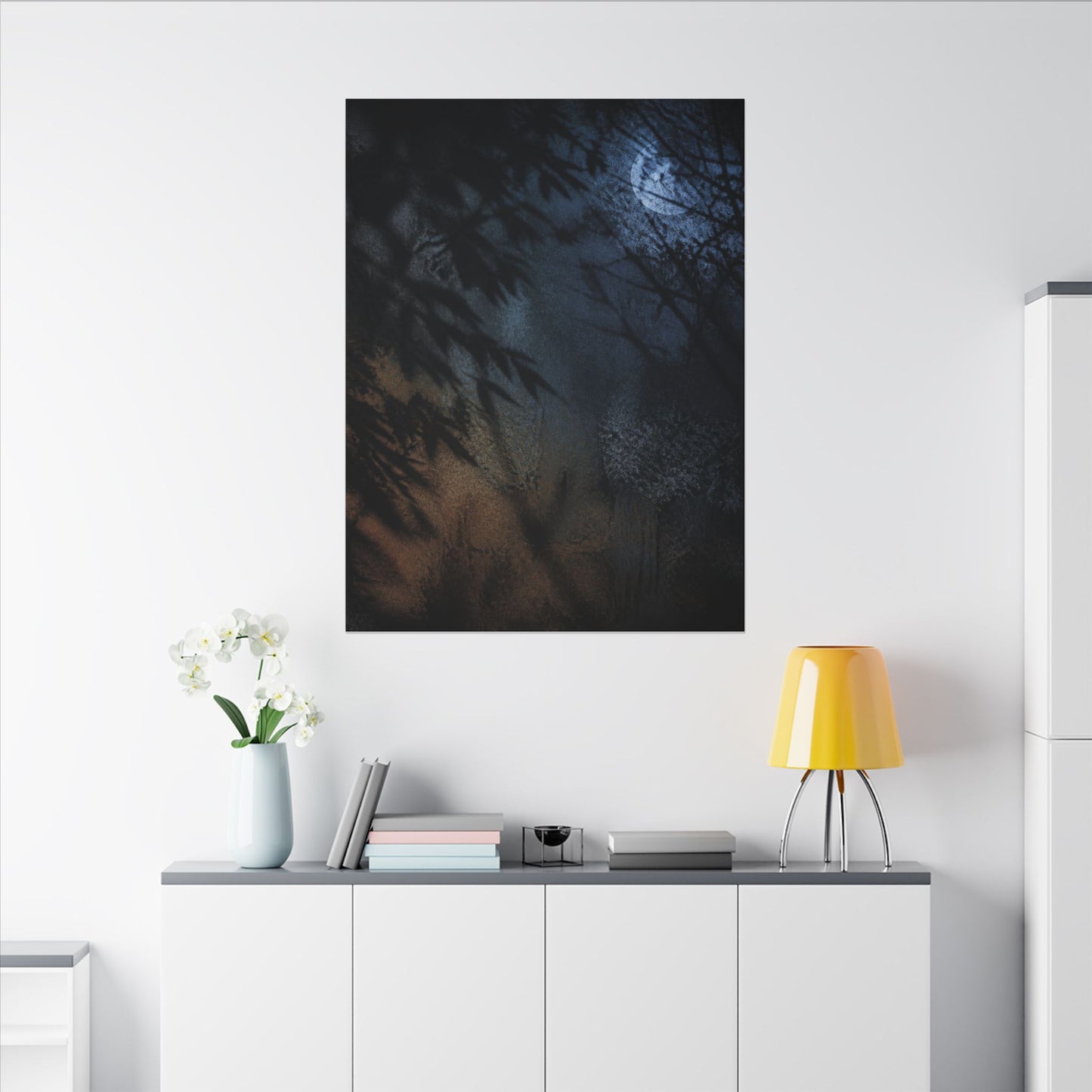 Kanso Shadow Play Canvas Art - Dark Japandi Shadow Zen