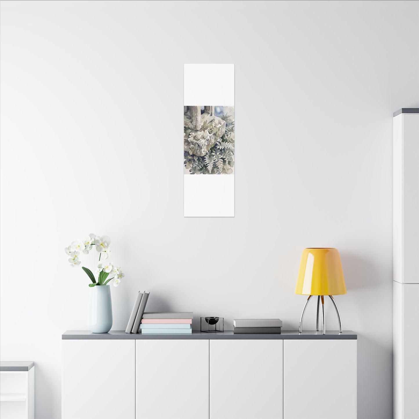Stone Lantern Watercolor Canvas Art | Elegant Japandi Art