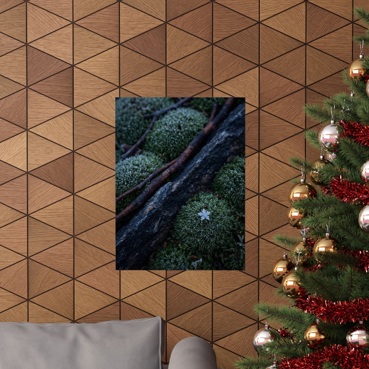 Moss Close Up Moody Minimal Wall Art Print | Moody Dark Japandi Art