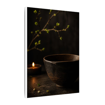 Moody Ceramic Bowl Canvas Art - Shadow Zen Dark Japandi