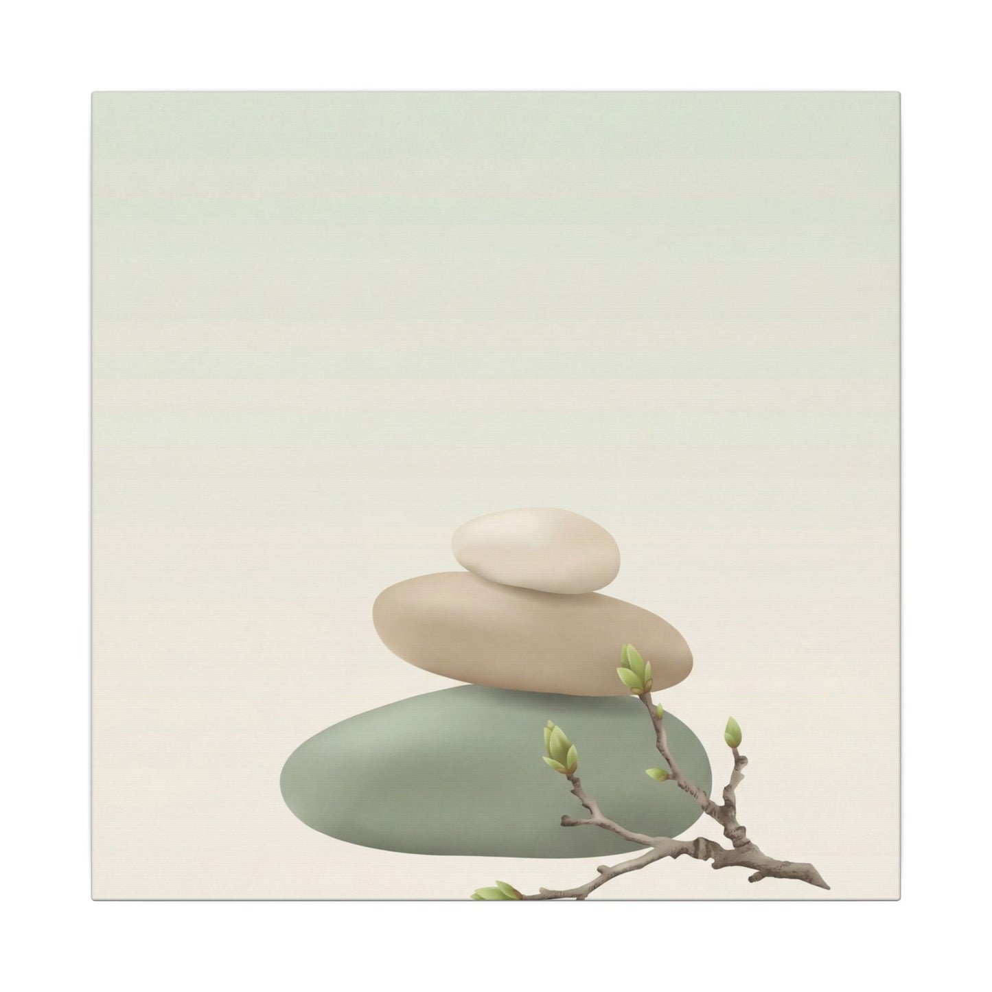 Dawn River Stones Canvas Art - Japandi Fukinsei