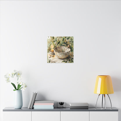 Ceramic Bowl Summer Canvas Art | Japandi Elegant Design