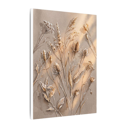 Japandi Dried Flowers in Golden Hour | Watercolor Canvas Art