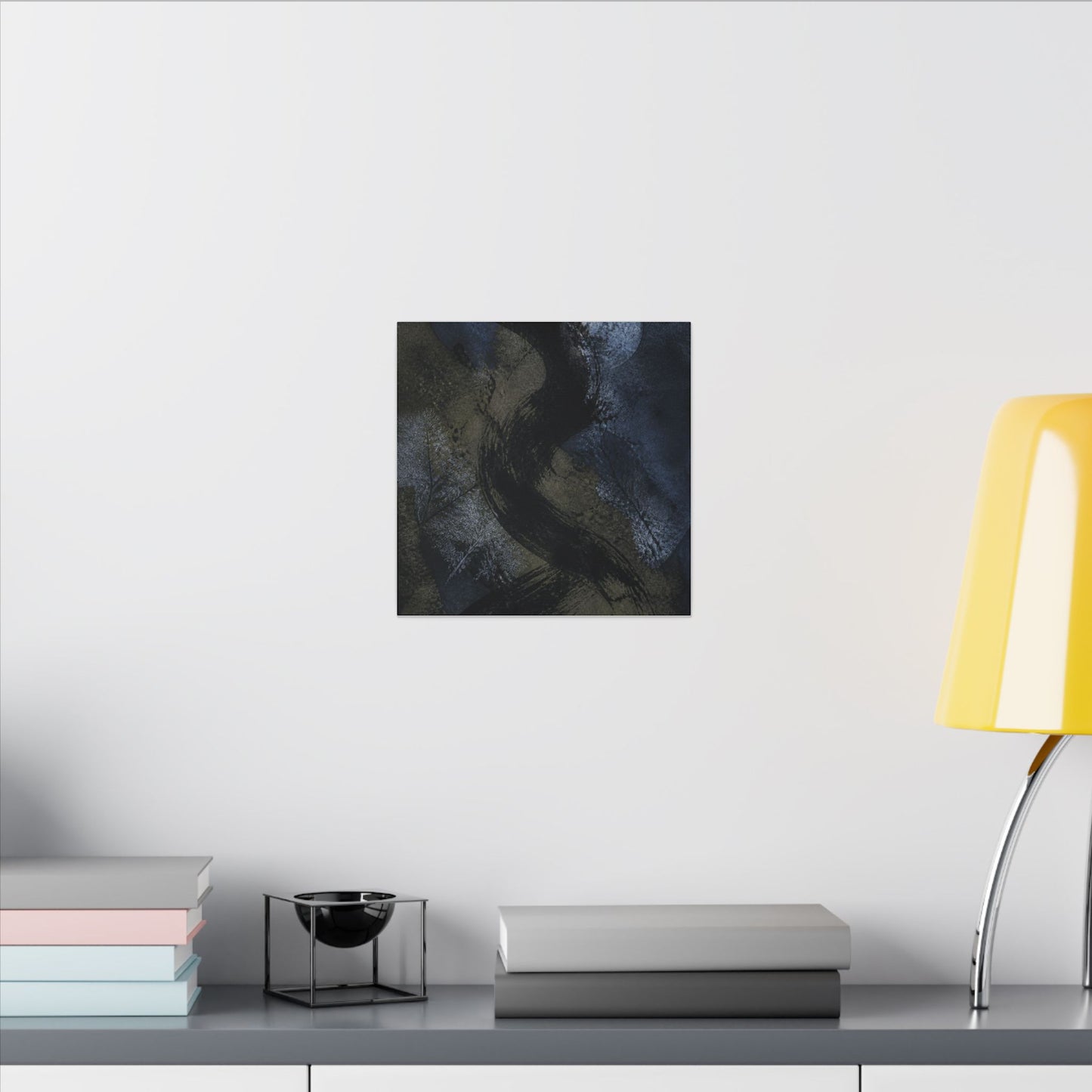 Shibui Ink Brushstroke Canvas Art - Dark Japandi Dark Texture