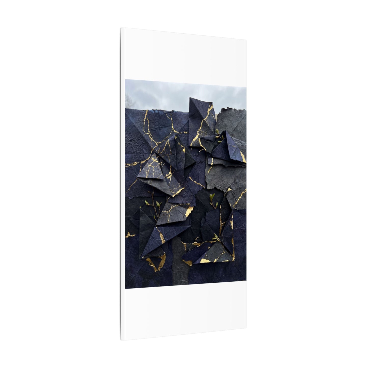 Beautiful Paper Fold Canvas Art - Crackle Gold Kintsugi