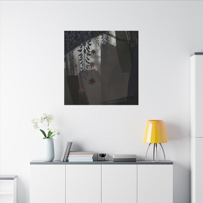 Wisteria Autumn Canvas Art | Dark Japandi Moody Design